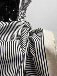 Italian Black and White Striped Stretch Shirtdress Fabric - L'Etoffe Fabrics LLC