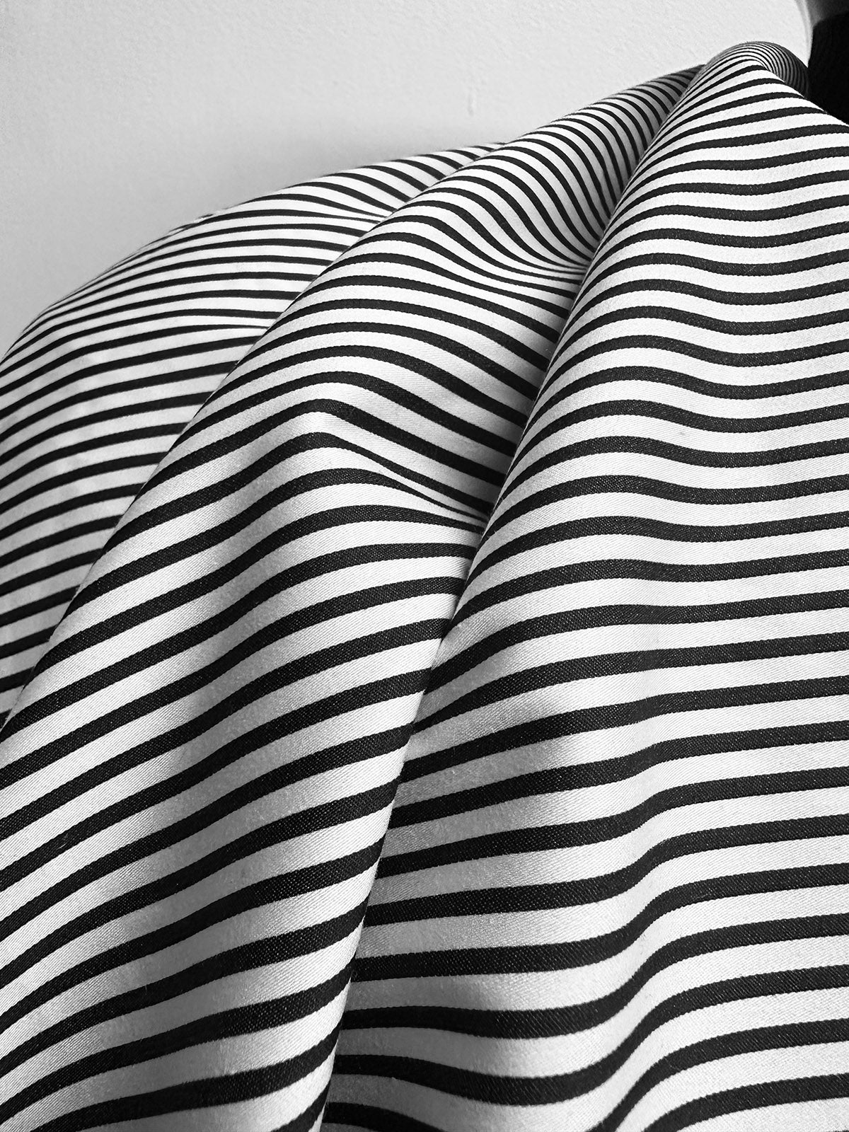 Italian Black and White Striped Stretch Shirtdress Fabric - L'Etoffe Fabrics LLC