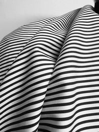 Italian Black and White Striped Stretch Shirtdress Fabric - L'Etoffe Fabrics LLC