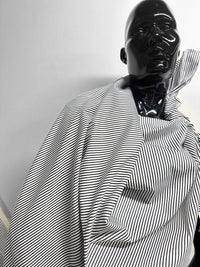 Italian Black and White Striped Stretch Shirtdress Fabric - L'Etoffe Fabrics LLC