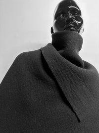 Italian Black Boiled Wool Cashmere Double Coating Fabric - L'Etoffe Fabrics LLC