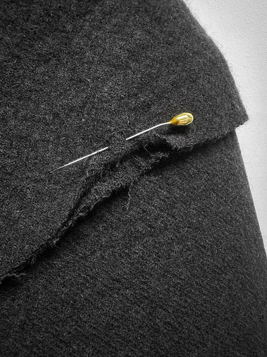 Italian Black Boiled Wool Cashmere Double Coating Fabric - L'Etoffe Fabrics LLC