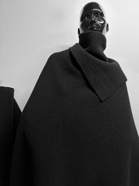 Italian Black Boiled Wool Cashmere Double Coating Fabric - L'Etoffe Fabrics LLC