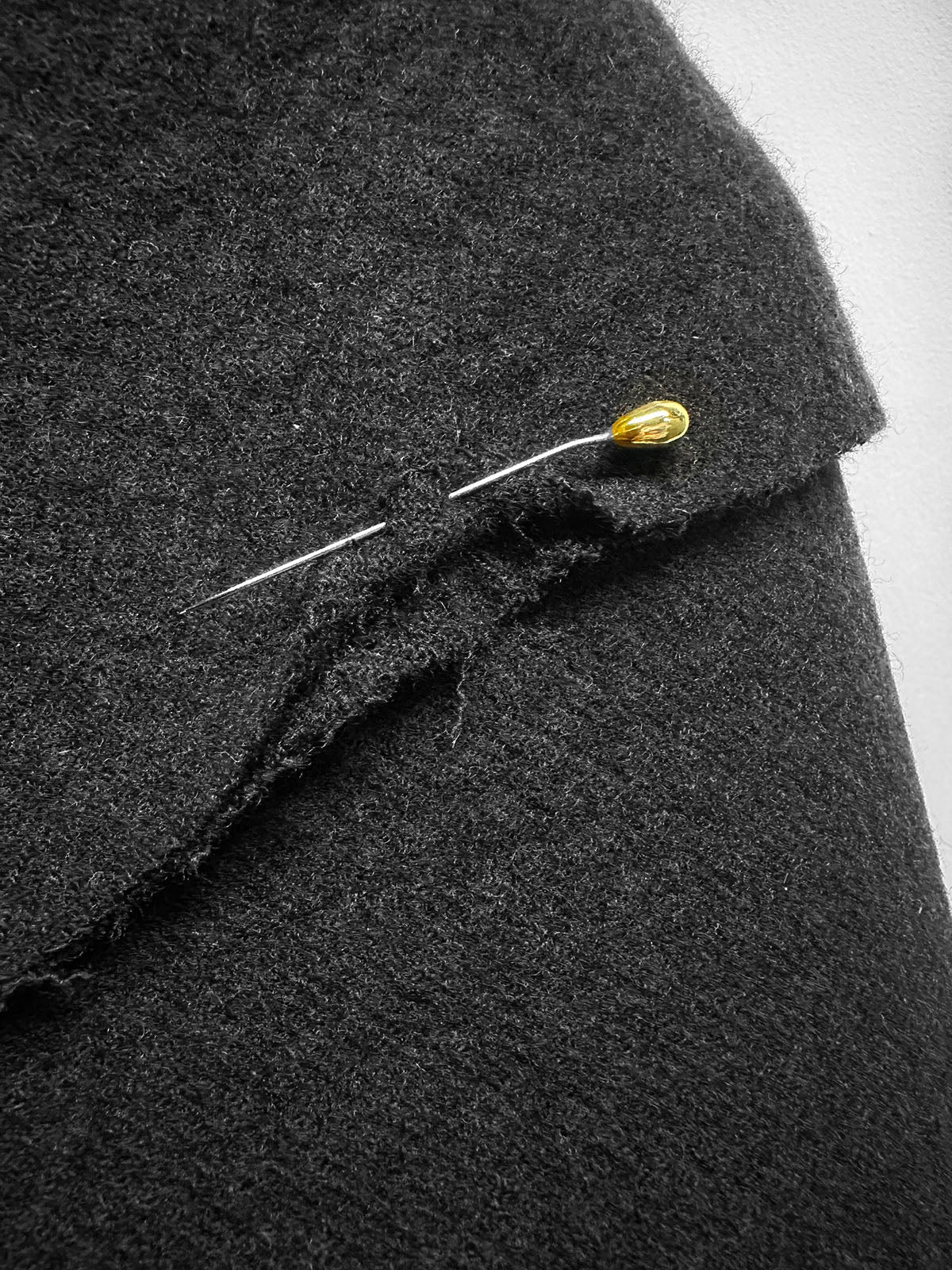 Italian Black Boiled Wool Cashmere Double Coating Fabric - L'Etoffe Fabrics LLC