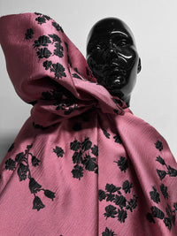 Italian Black Bramble Jacquard Rose Satin - L'Etoffe Fabrics LLC