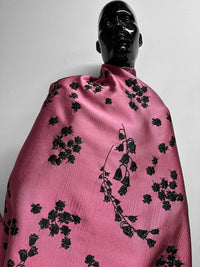 Italian Black Bramble Jacquard Rose Satin - L'Etoffe Fabrics LLC