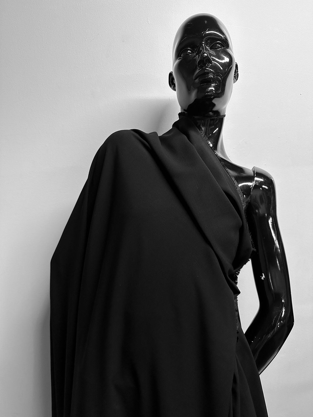 Italian Black Cotton Twill Challis - L'Etoffe Fabrics LLC