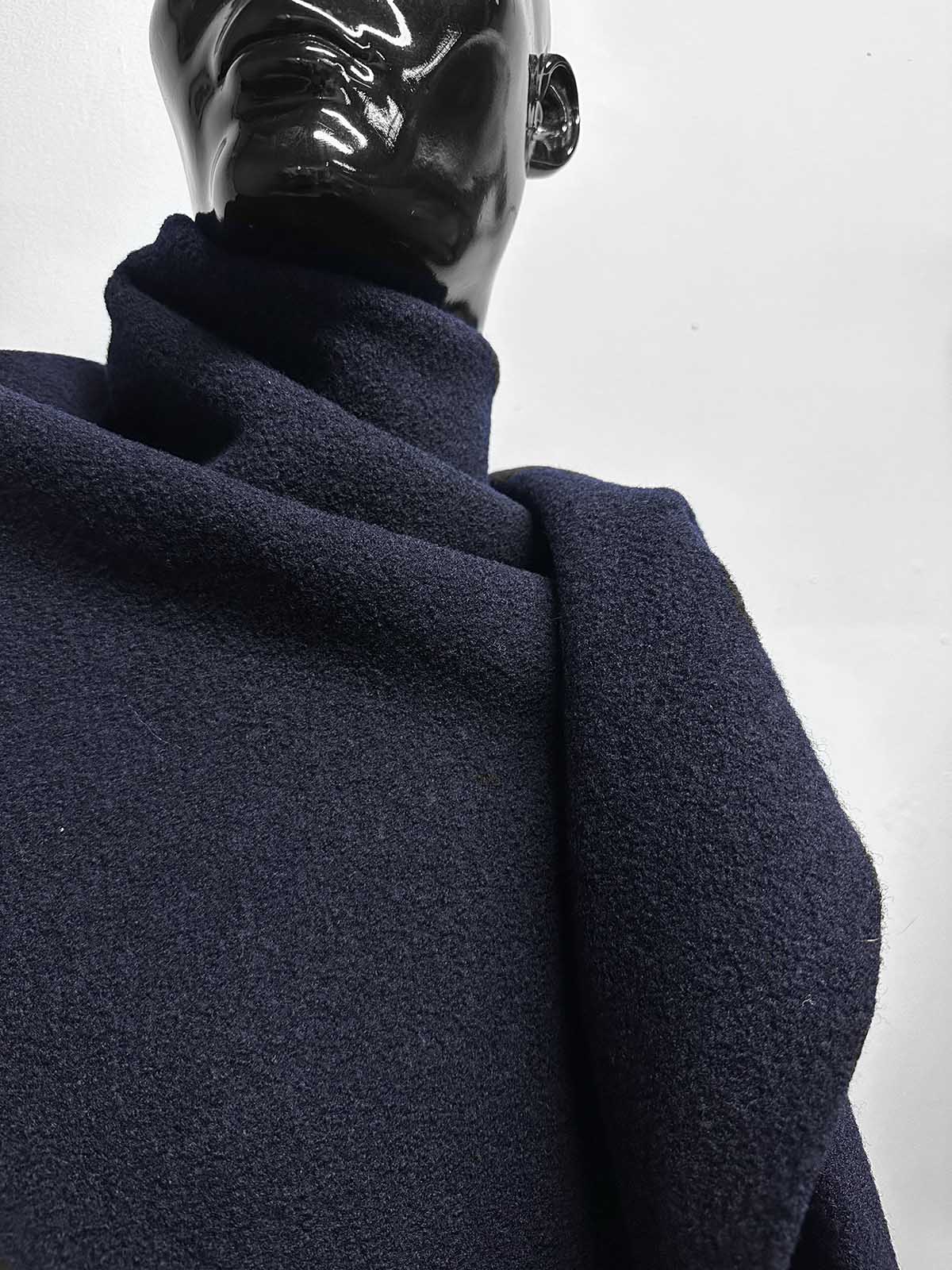 Italian Boiled Bouclé Virgin Wool Navy - L'Etoffe Fabrics LLC