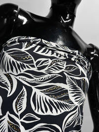 Italian B/W Floral With Gold Bling Swim Suit Fabric - L'Etoffe Fabrics LLC