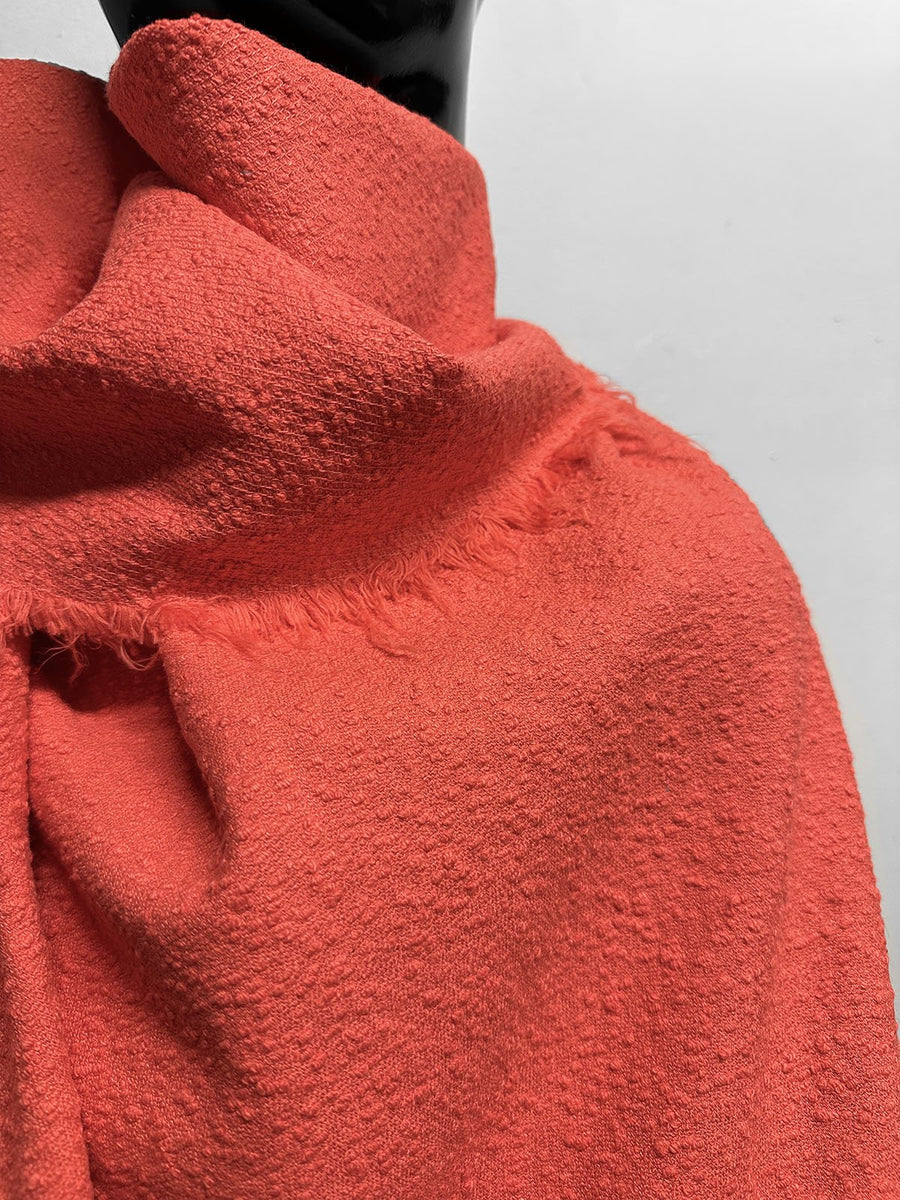 Italian Coral Bouclé Cotton Linen Coating - L'Etoffe Fabrics LLC