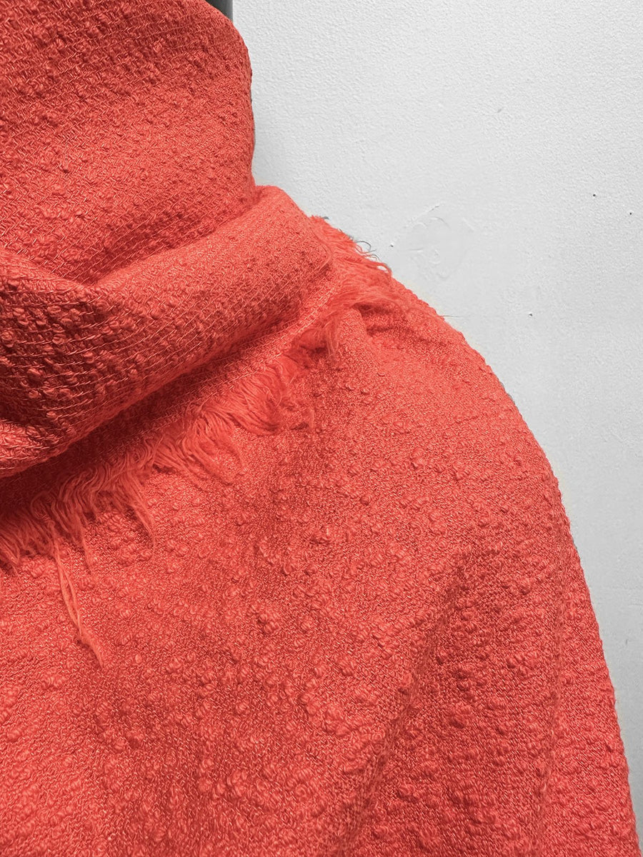 Italian Coral Bouclé Cotton Linen Coating - L'Etoffe Fabrics LLC