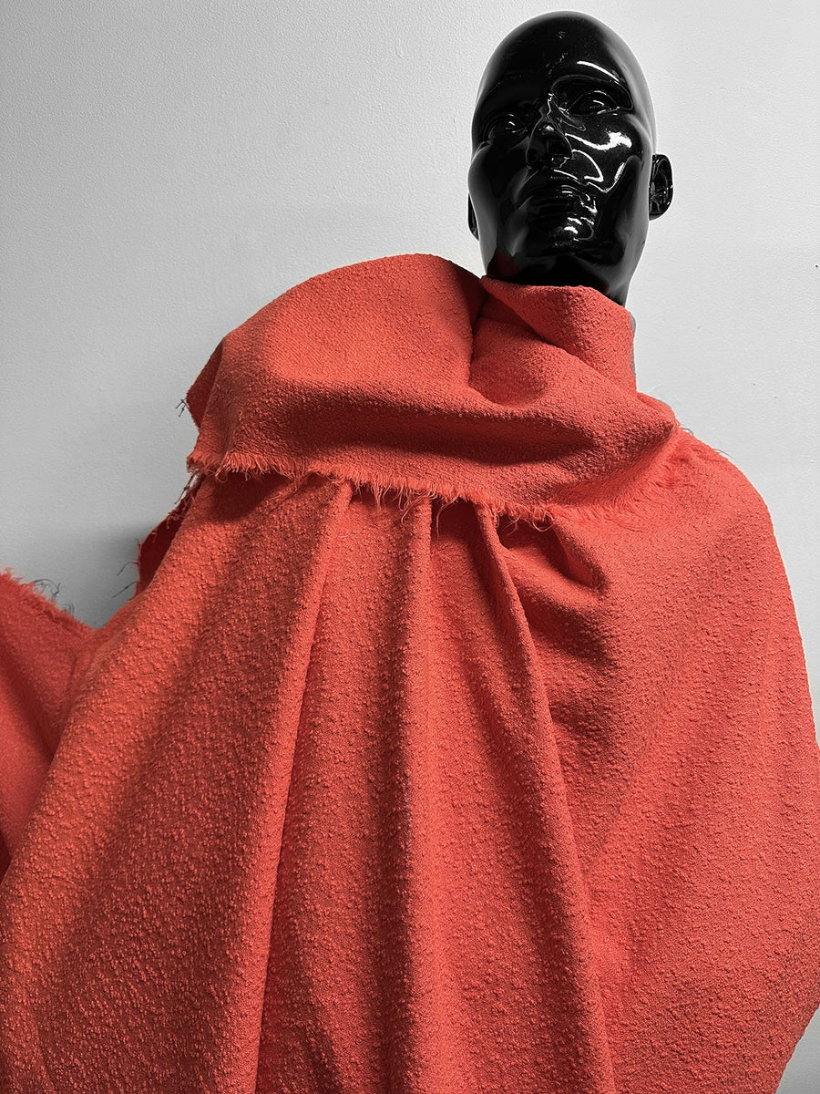 Italian Coral Bouclé Cotton Linen Coating - L'Etoffe Fabrics LLC