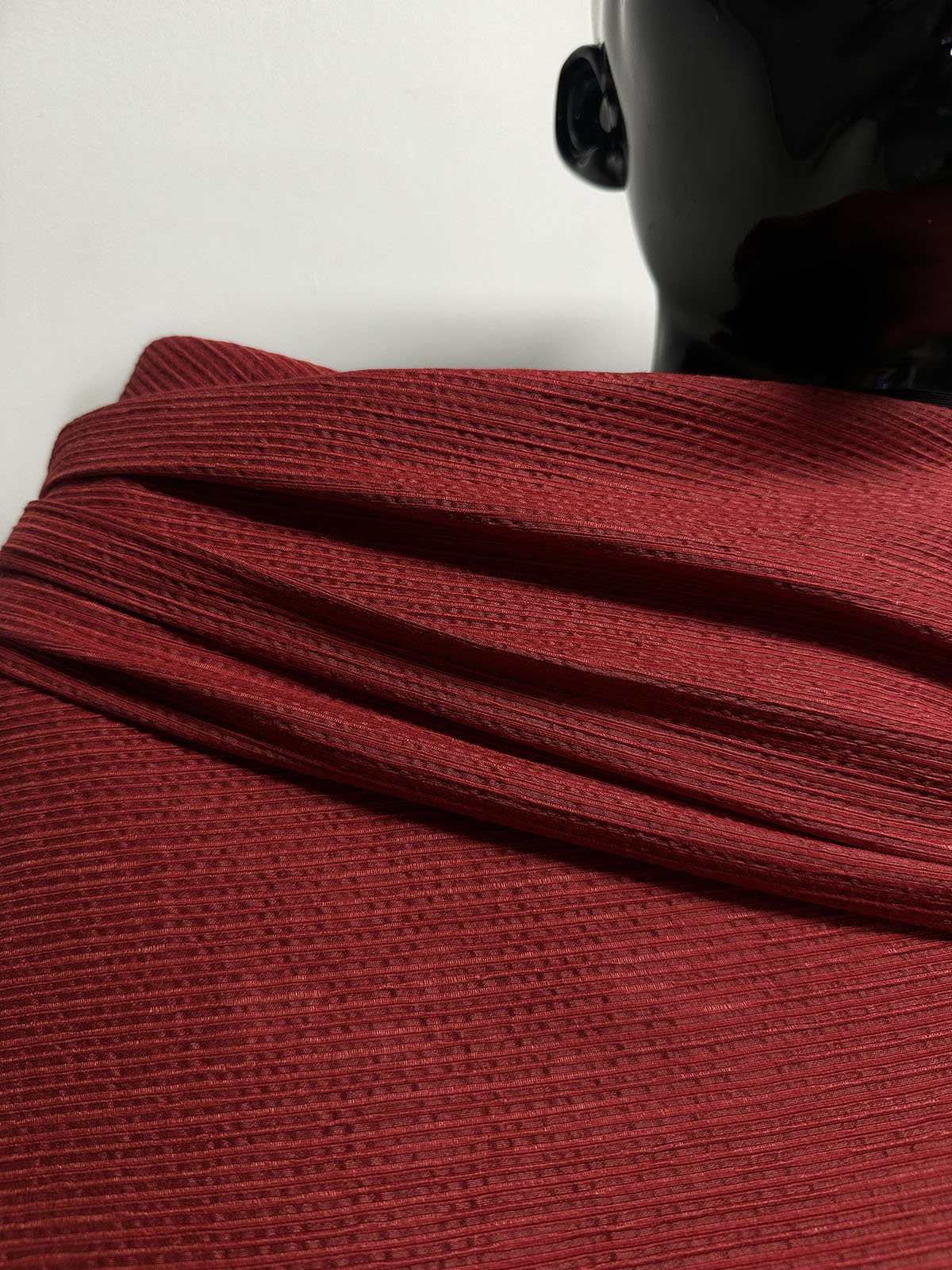Italian Corded Texture Ramie Silk Crimson - L'Etoffe Fabrics LLC