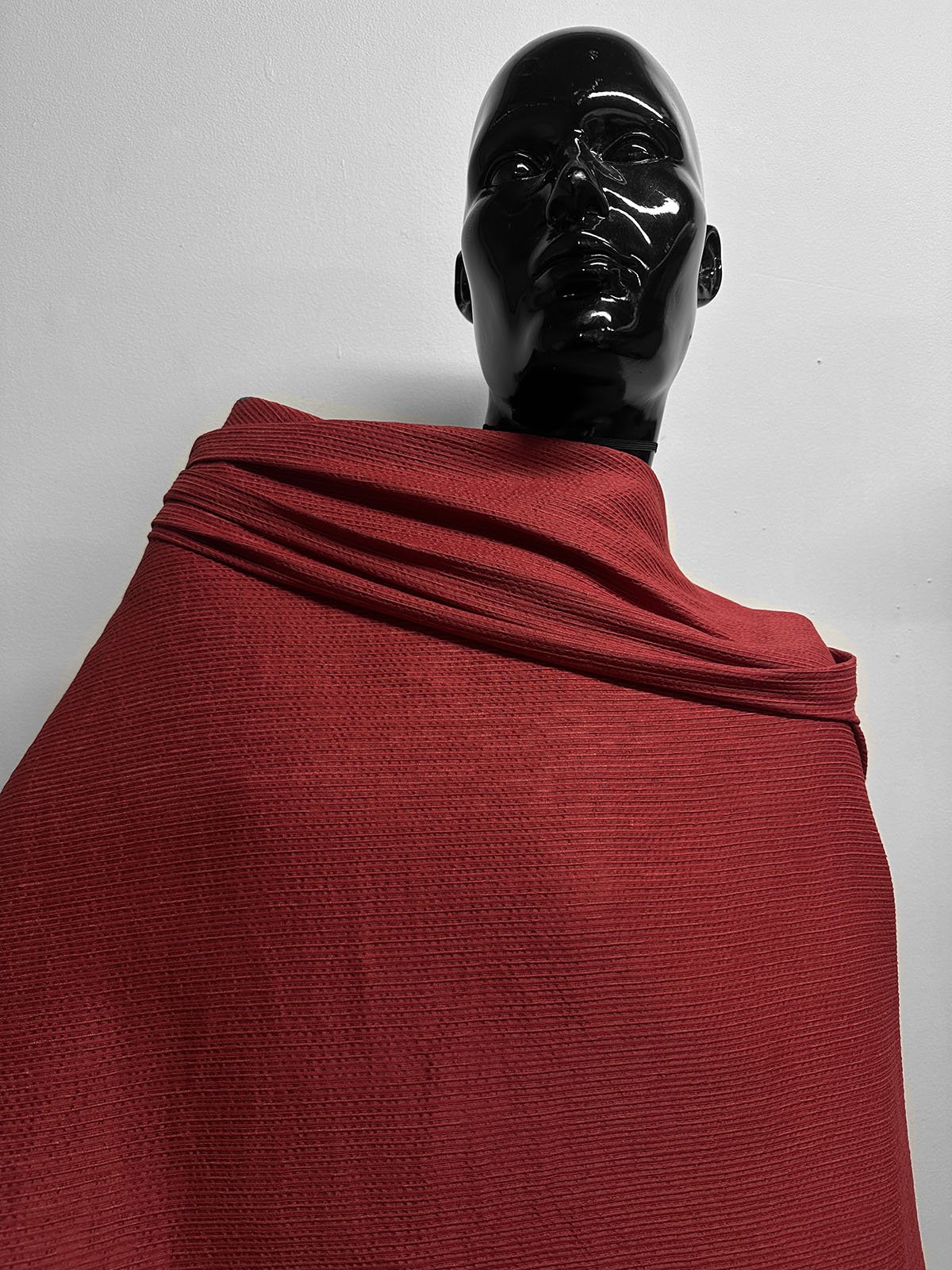 Italian Corded Texture Ramie Silk Crimson - L'Etoffe Fabrics LLC