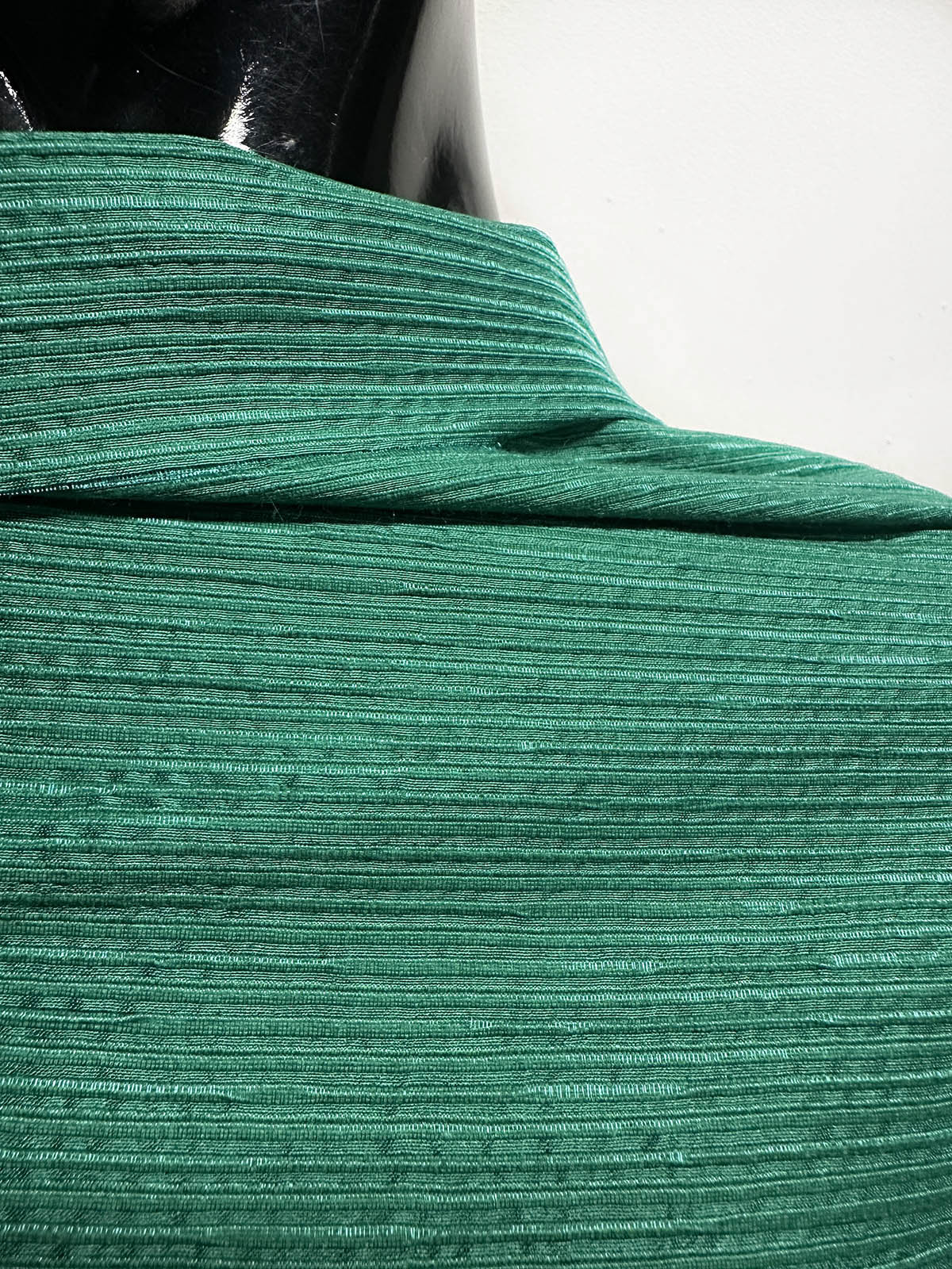 Italian Corded Texture Ramie Silk Emerald - L'Etoffe Fabrics LLC