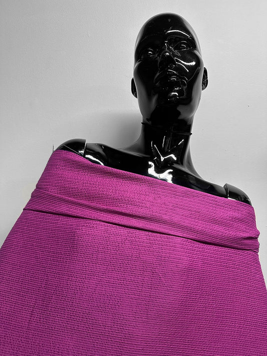 Italian Corded Texture Ramie Silk Fuchsia - L'Etoffe Fabrics LLC