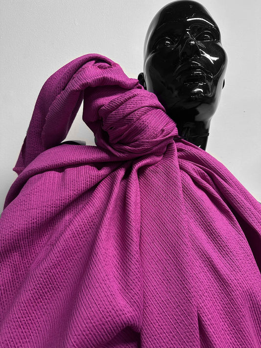Italian Corded Texture Ramie Silk Fuchsia - L'Etoffe Fabrics LLC