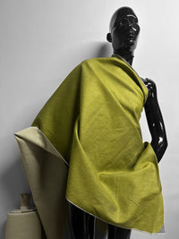 Italian Cotton Linen Selvedge Denim - Chartreuse - L'Etoffe Fabrics LLC