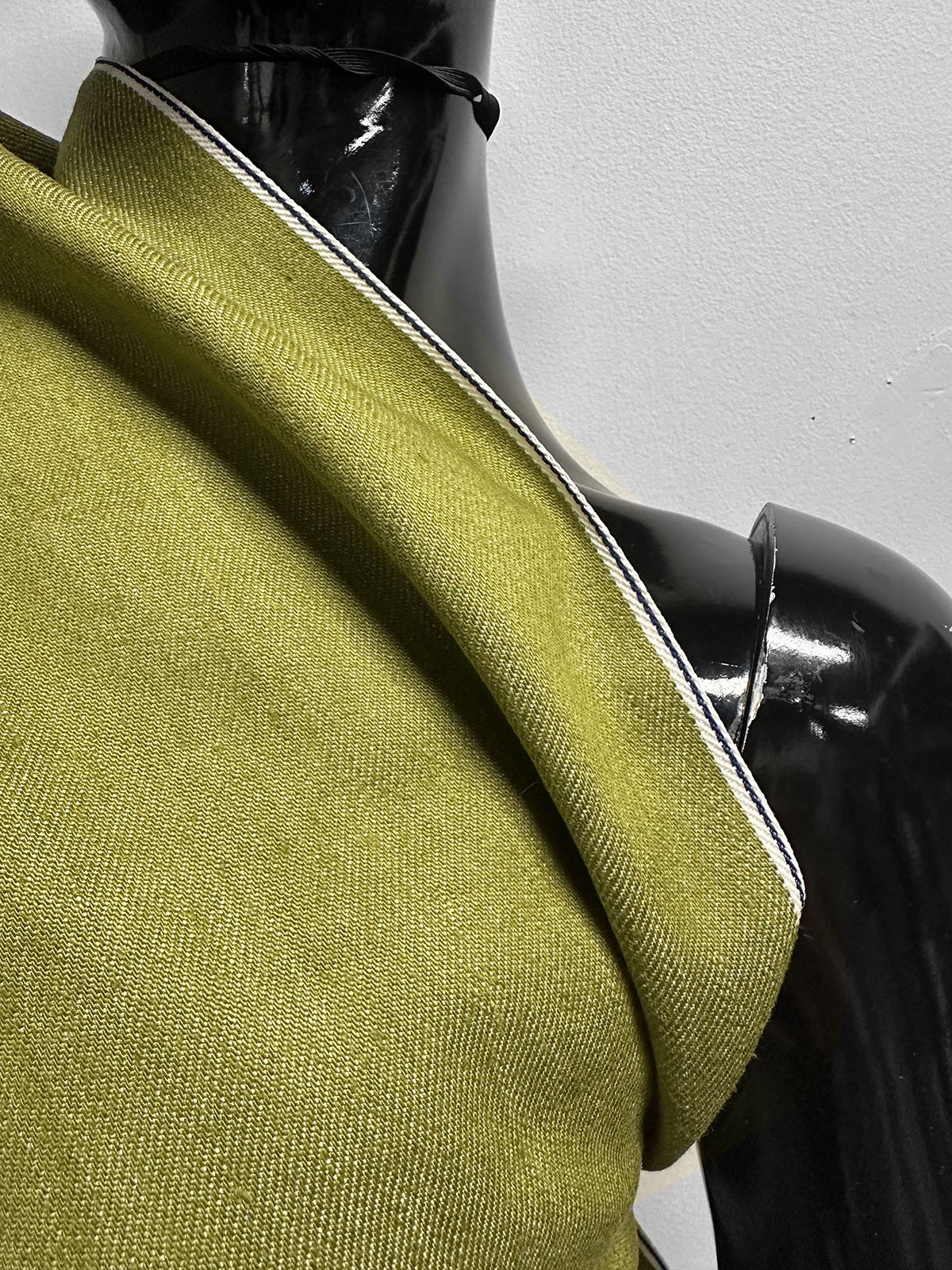 Italian Cotton Linen Selvedge Denim - Chartreuse - L'Etoffe Fabrics LLC