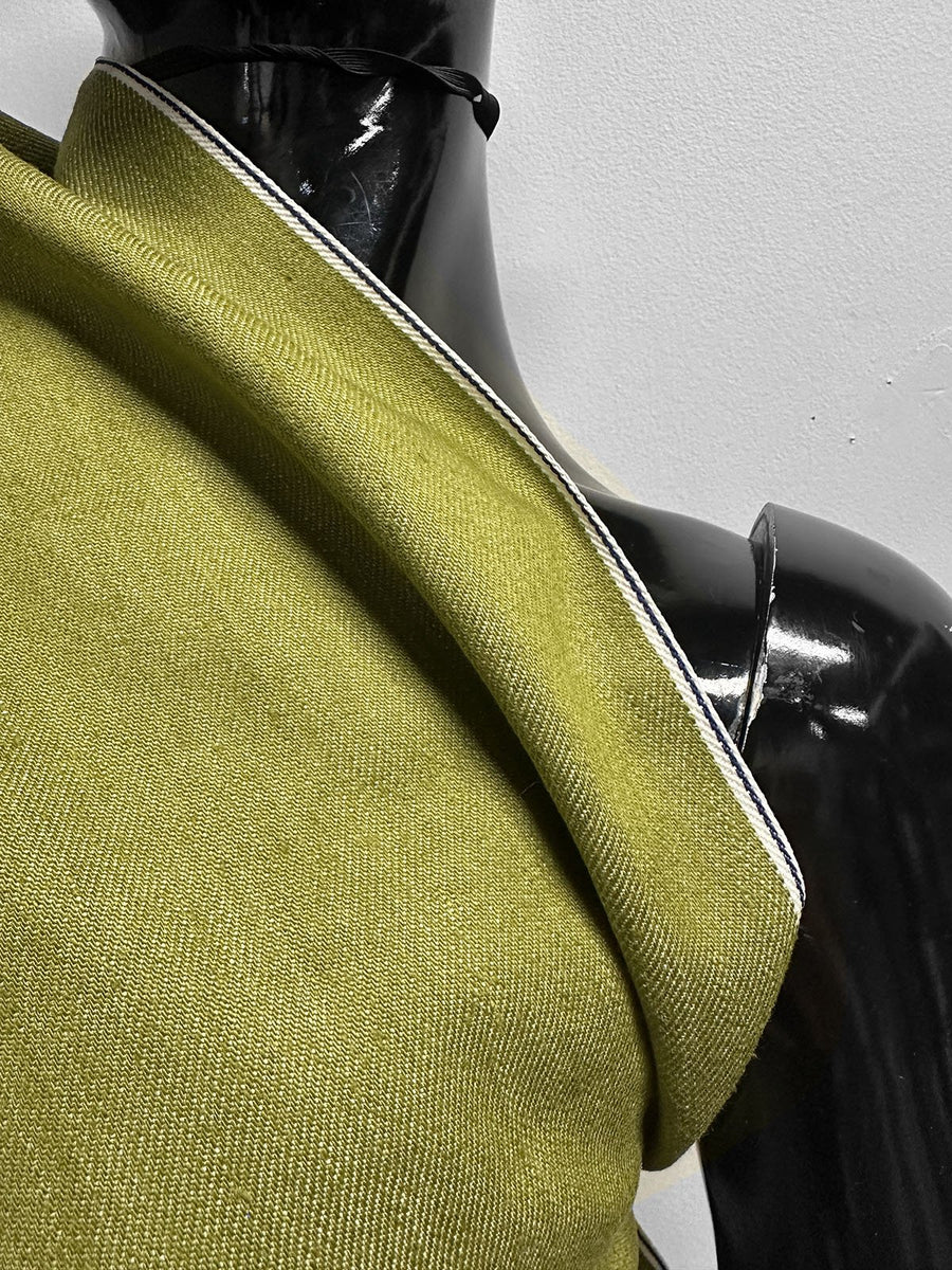 Italian Cotton Linen Selvedge Denim - Chartreuse - L'Etoffe Fabrics LLC