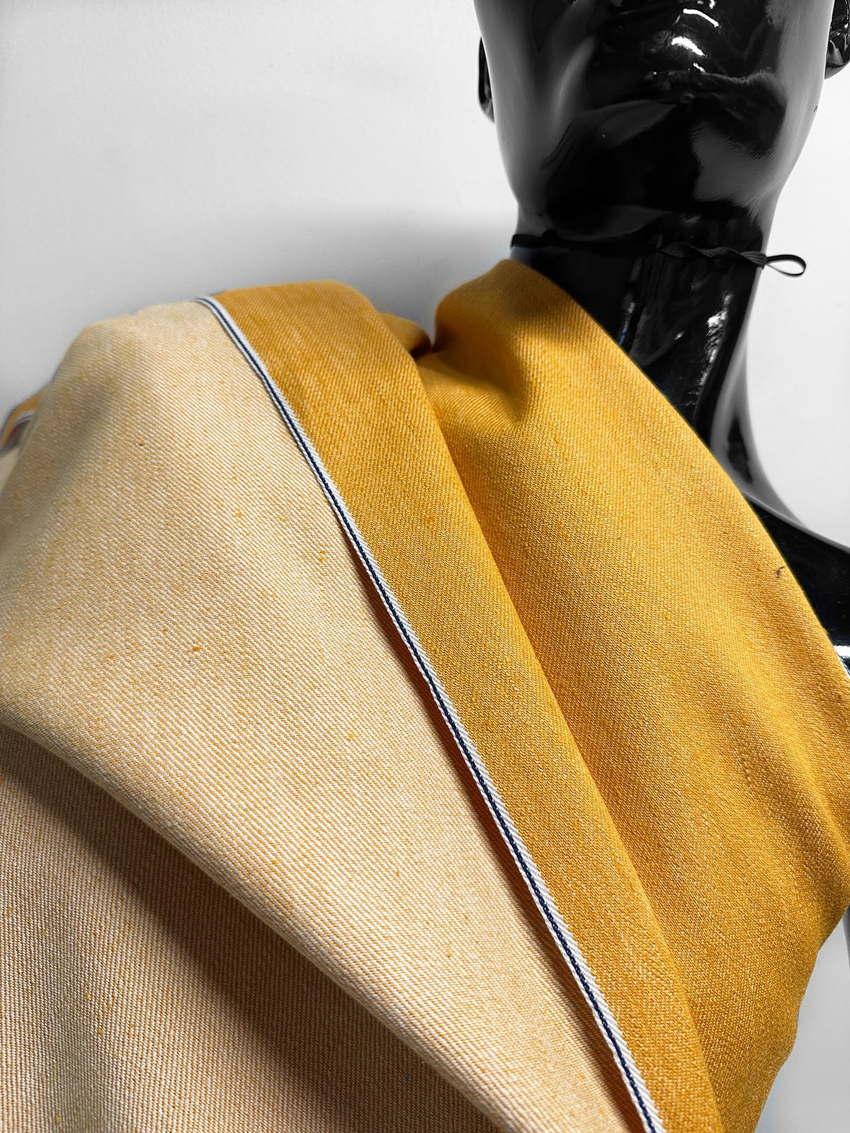 Italian Cotton Linen Selvedge Denim - Marigold - L'Etoffe Fabrics LLC