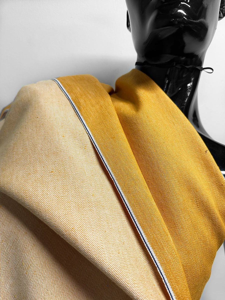Italian Cotton Linen Selvedge Denim - Marigold - L'Etoffe Fabrics LLC