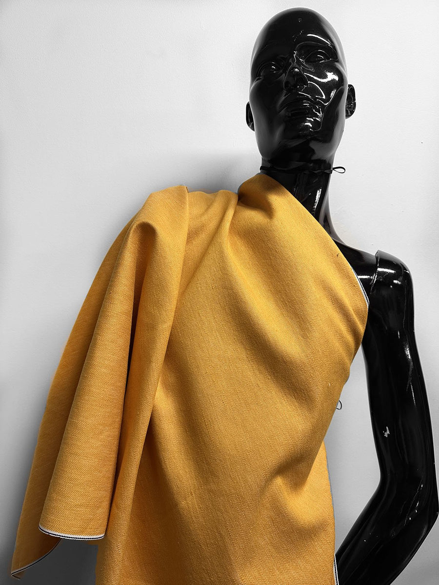Italian Cotton Linen Selvedge Denim - Marigold - L'Etoffe Fabrics LLC
