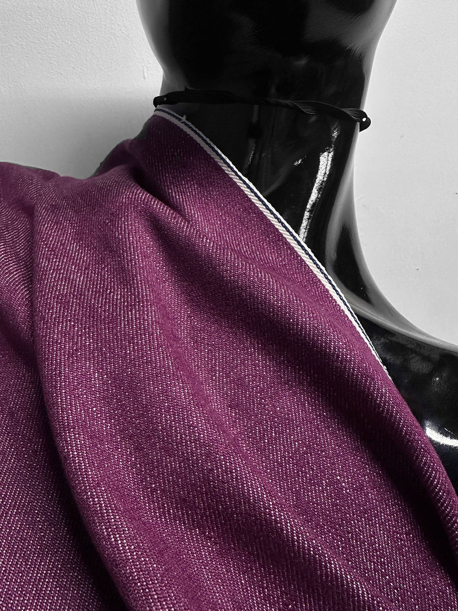 Italian Cotton Linen Selvedge Denim - Rasberry - L'Etoffe Fabrics LLC