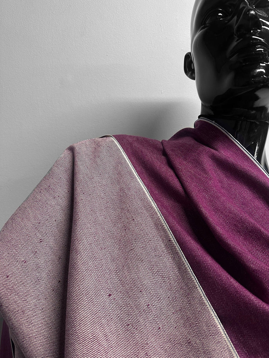 Italian Cotton Linen Selvedge Denim - Rasberry - L'Etoffe Fabrics LLC