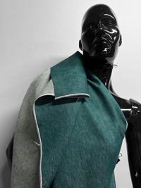 Italian Cotton Linen Selvedge Denim - Teal - L'Etoffe Fabrics LLC