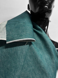 Italian Cotton Linen Selvedge Denim - Teal - L'Etoffe Fabrics LLC