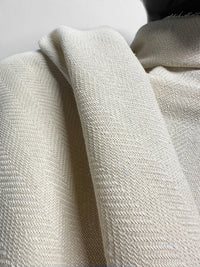 Italian Cotton Linen Soft Drape Weave Herringbone Suiting Ivory - L'Etoffe Fabrics LLC