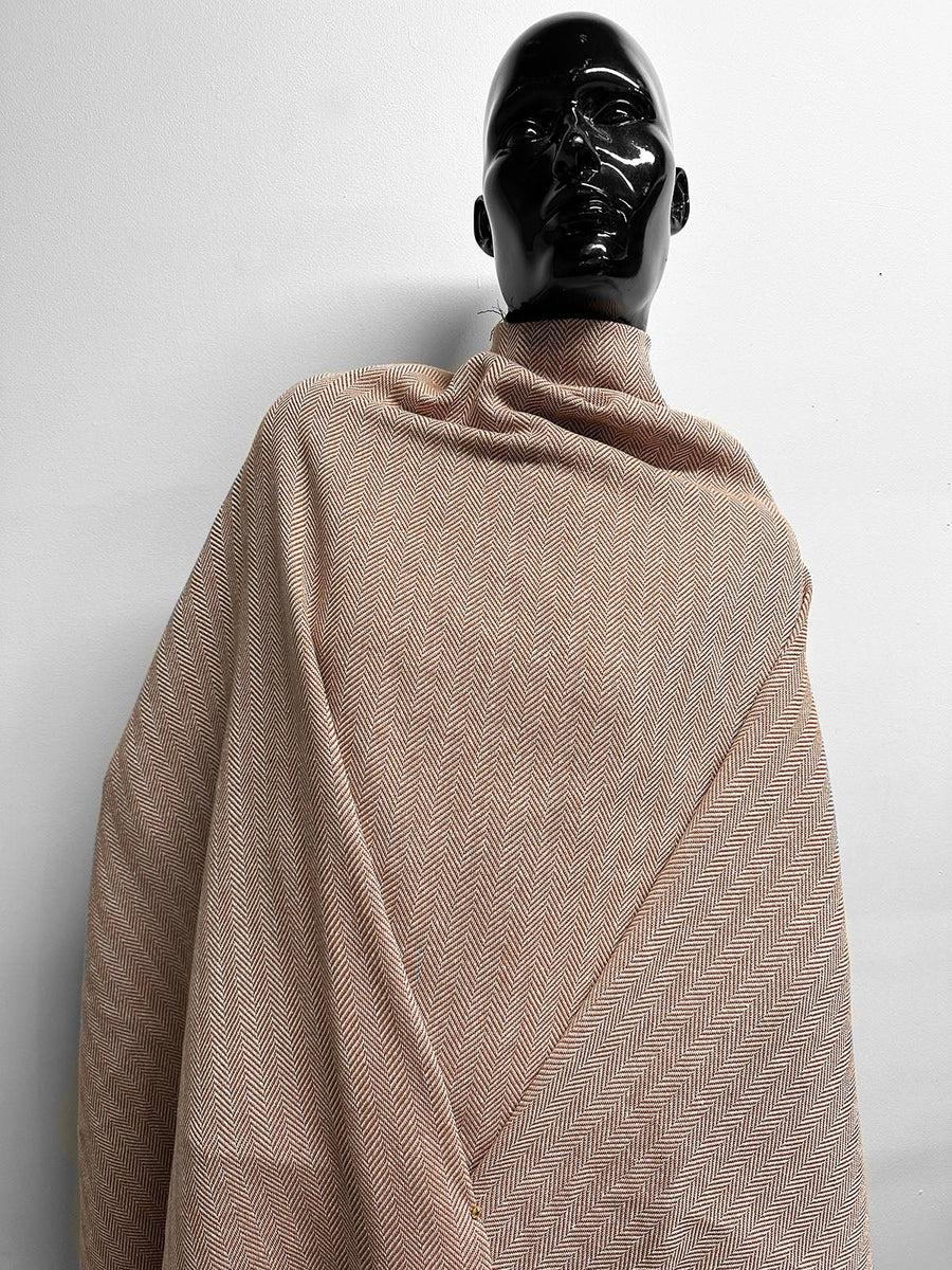 Italian Cotton Linen Soft Drape Weave Herringbone Suiting Sienna - L'Etoffe Fabrics LLC