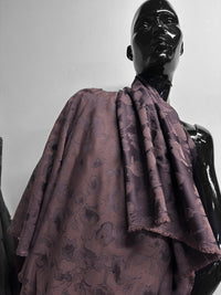 Italian Cotton Viscose Designer Floral Jacquard Plum - L'Etoffe Fabrics LLC