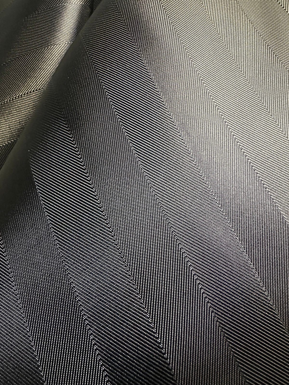 Italian Cupro Blue Black Herringbone Lining - L'Etoffe Fabrics LLC