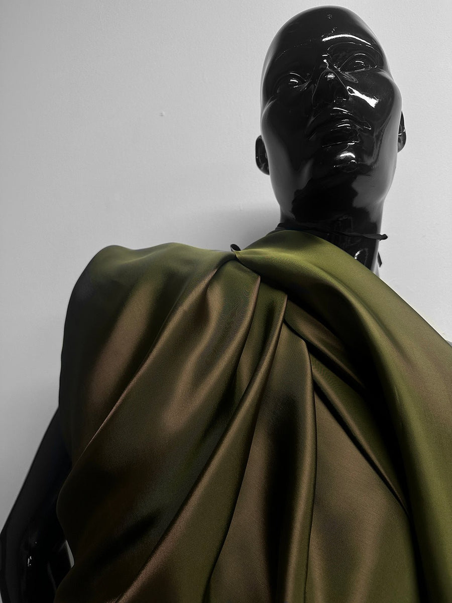 Italian Cupro Iridescent Twill Lining - Olive - L'Etoffe Fabrics LLC