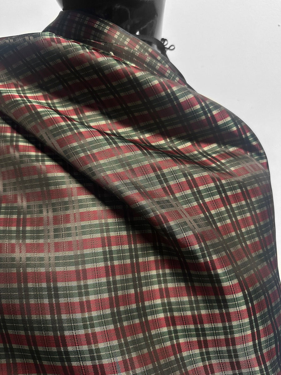 Italian Cupro Twill Lining Plaid Jaquard - L'Etoffe Fabrics LLC