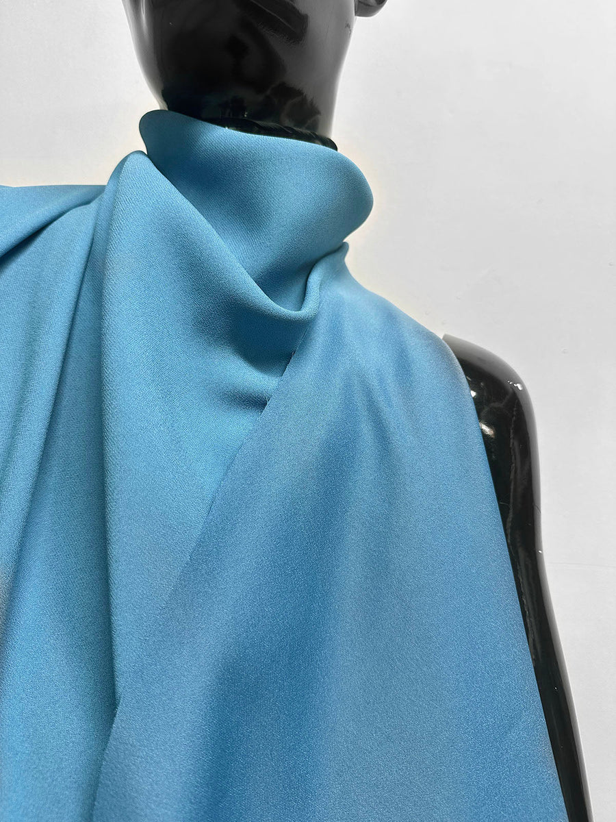 Italian Designer Bias Dress Weight Viscose Crepe - Bachelor Button Blue - L'Etoffe Fabrics LLC