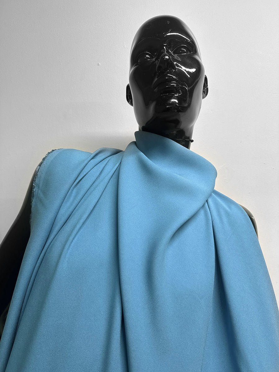 Italian Designer Bias Dress Weight Viscose Crepe - Bachelor Button Blue - L'Etoffe Fabrics LLC