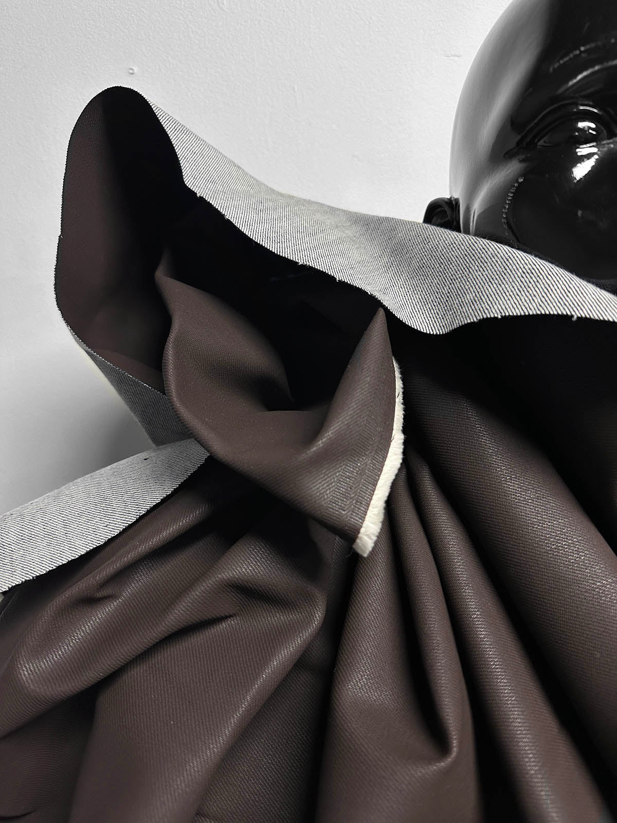 Italian Designer Faux Leather Jean Denim - Chocolate - L'Etoffe Fabrics LLC