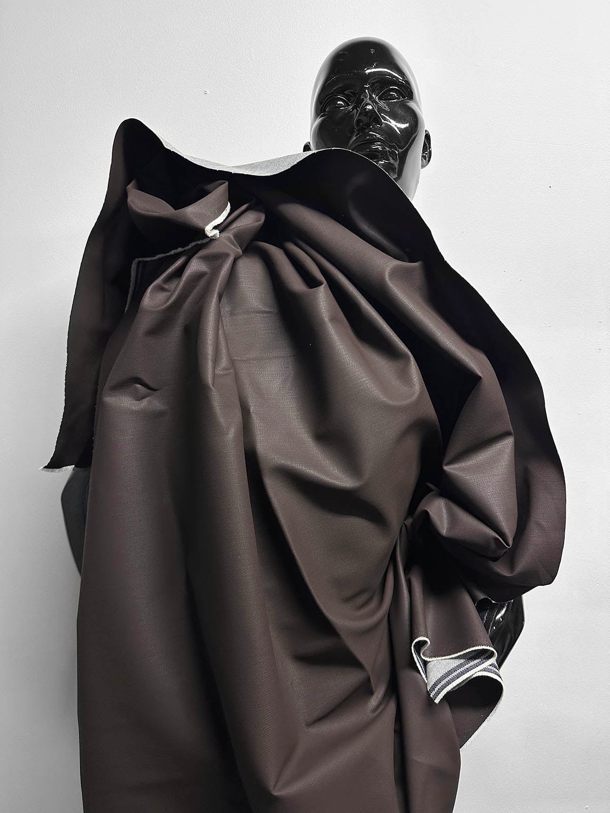 Italian Designer Faux Leather Jean Denim - Chocolate - L'Etoffe Fabrics LLC
