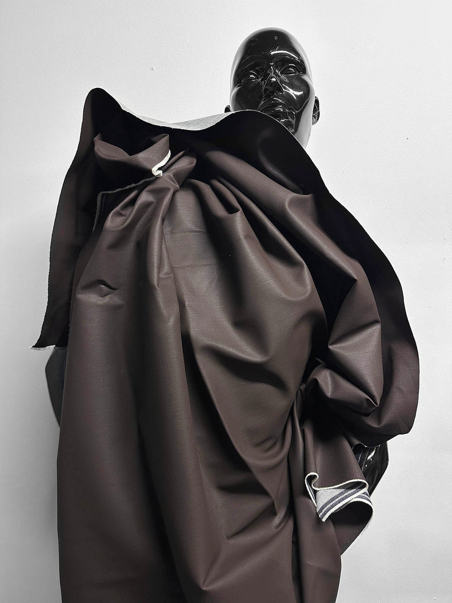 Italian Designer Faux Leather Jean Denim - Chocolate - L'Etoffe Fabrics LLC
