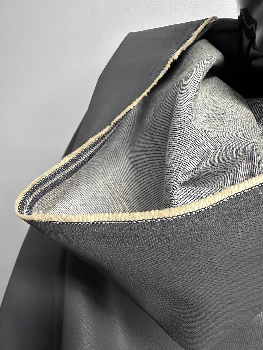 Italian Designer Faux Leather Jean Denim - Gray - L'Etoffe Fabrics LLC