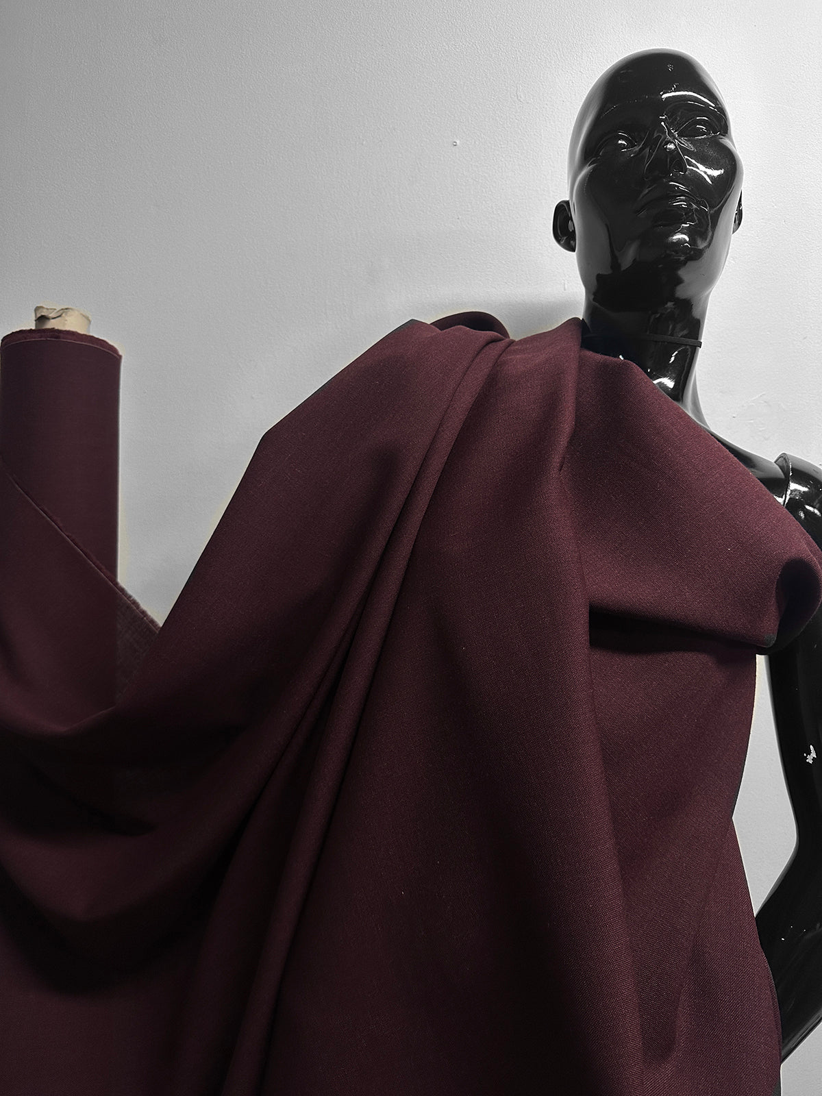 Italian Designer Virgin Wool Mohair Suiting - Burgundy - L'Etoffe Fabrics LLC