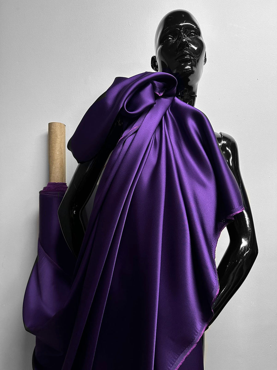 Italian Double Face Heavy Viscose Acetate Satin Drape Purple - L'Etoffe Fabrics LLC