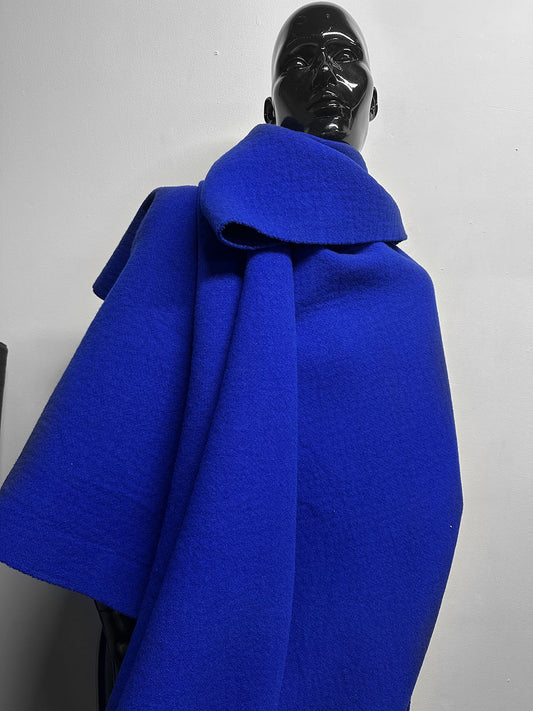 Italian Electric Blue Boiled Wool Cashmere Double Coating Fabric - L'Etoffe Fabrics LLC
