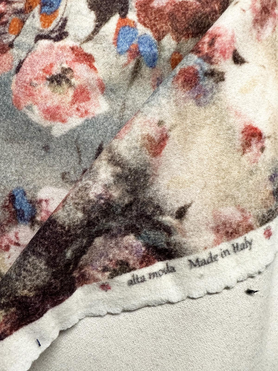 Italian Floral Printed Luxury Brushed Wool Coating - L'Etoffe Fabrics LLC