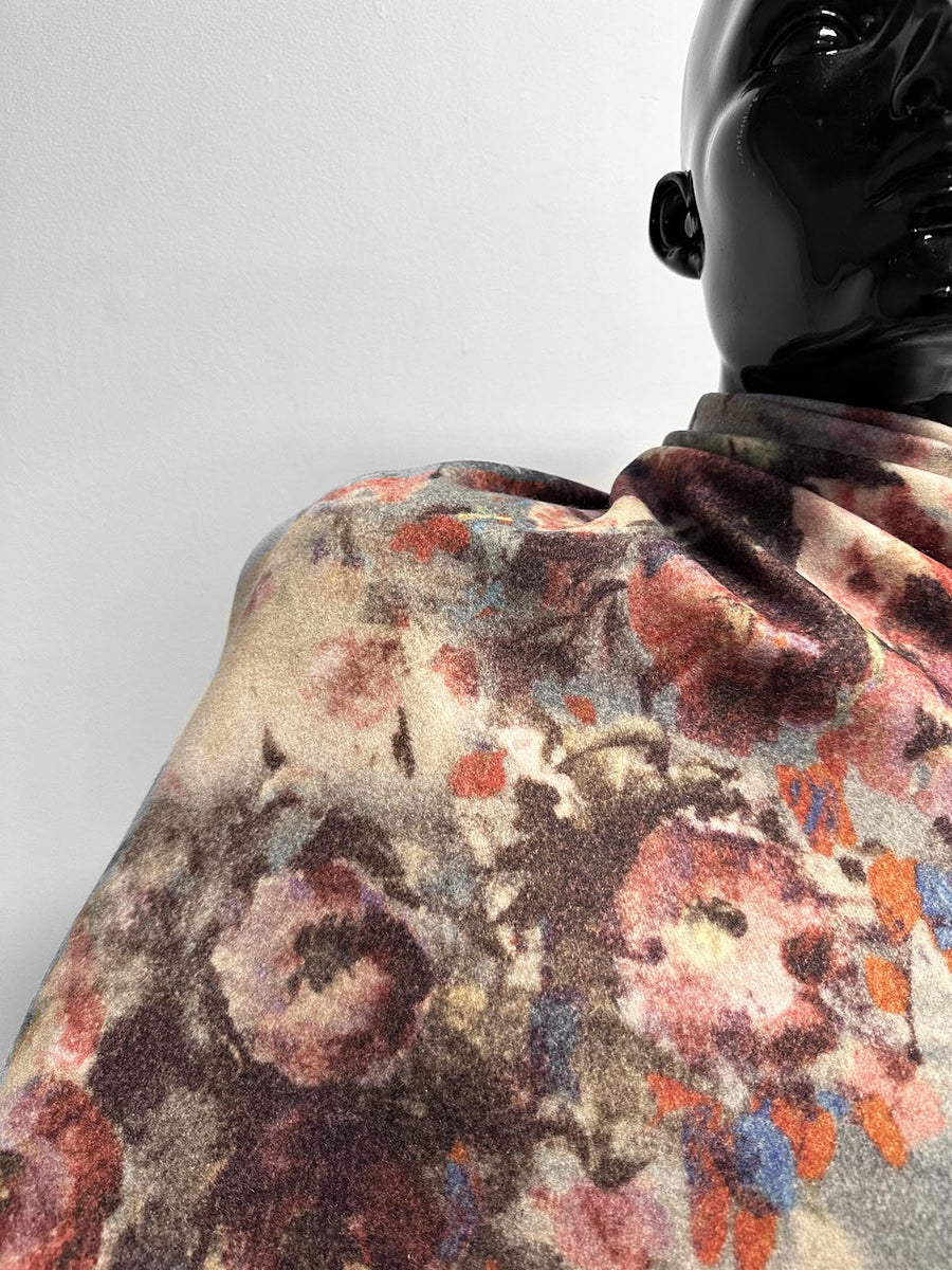 Italian Floral Printed Luxury Brushed Wool Coating - L'Etoffe Fabrics LLC