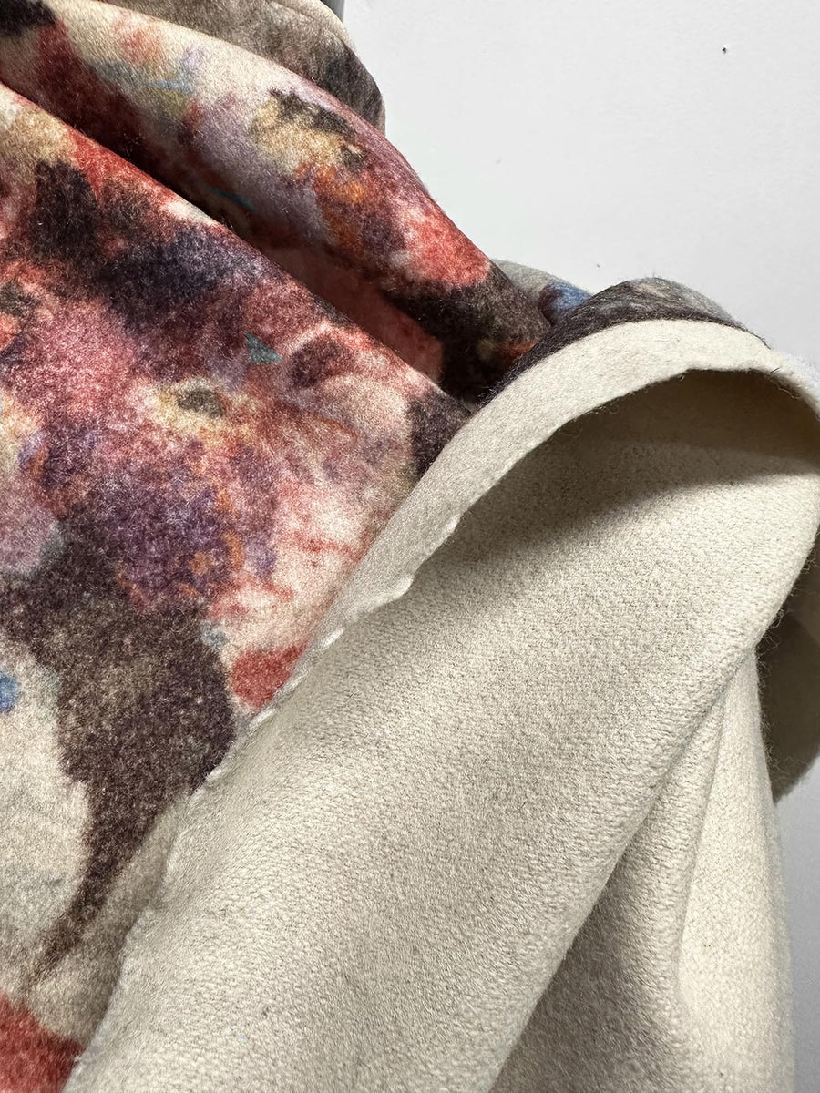 Italian Floral Printed Luxury Brushed Wool Coating - L'Etoffe Fabrics LLC