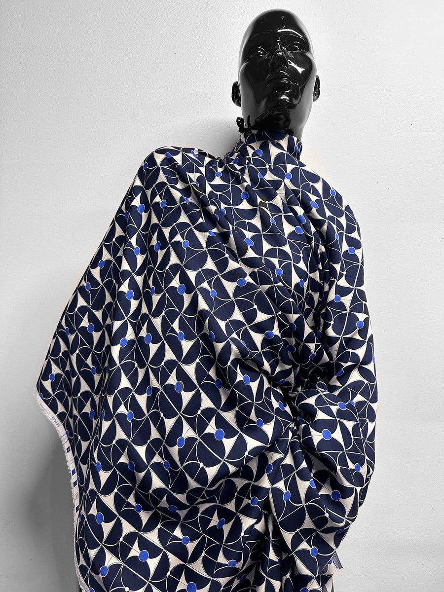Italian Geometric Viscose Twill Challis - L'Etoffe Fabrics LLC